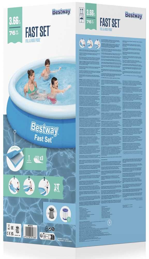 NOWY basen rozporowy okrągły Bestway 366 x 76 cm z pompą filtrującą