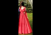 czerwona suknia ślubna, wieczorowa, balowa, jedwab, rozmiar M