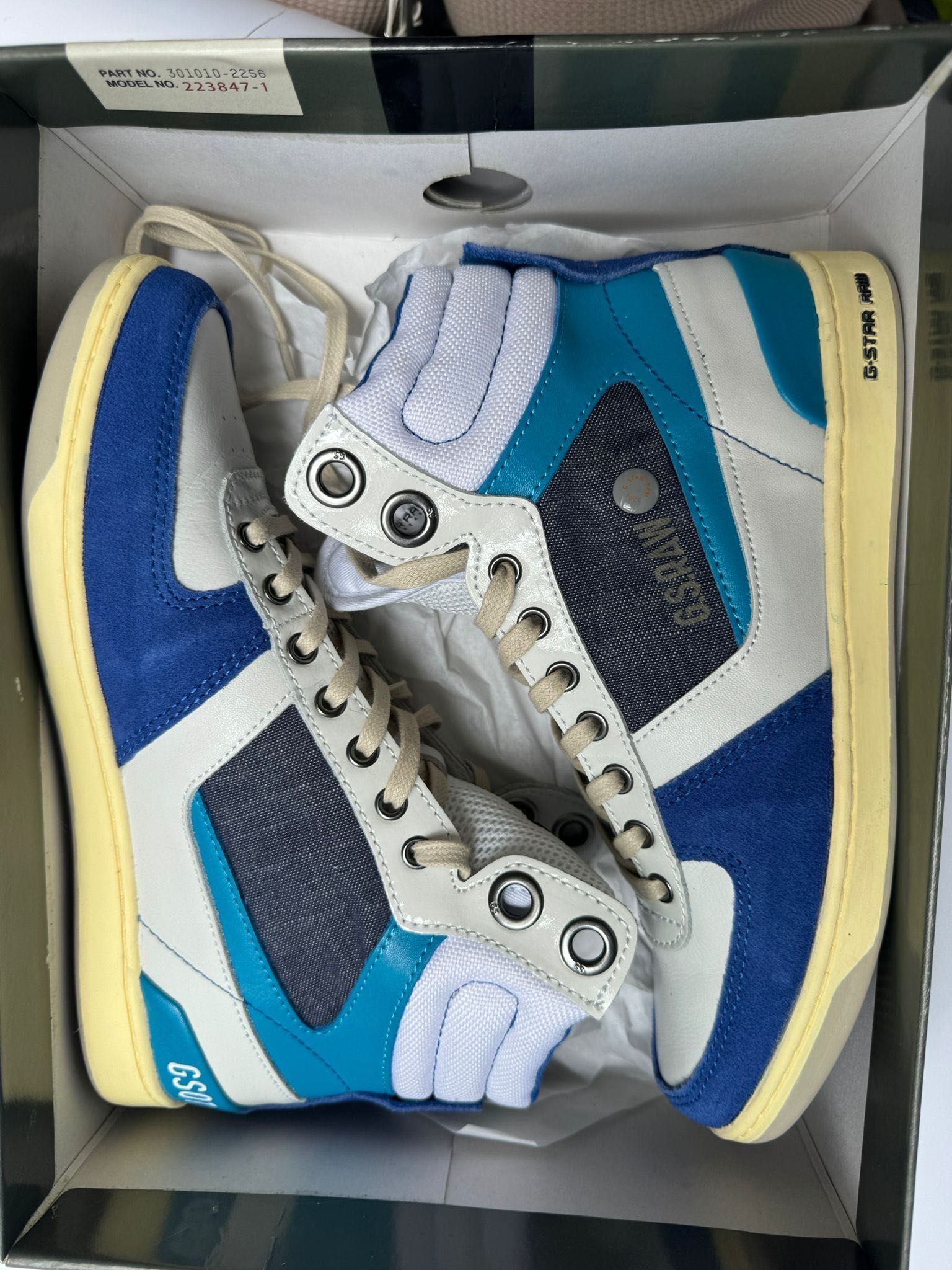 Nowe sneakersy wysokie G-STAR RAW unisex niebieskie 38