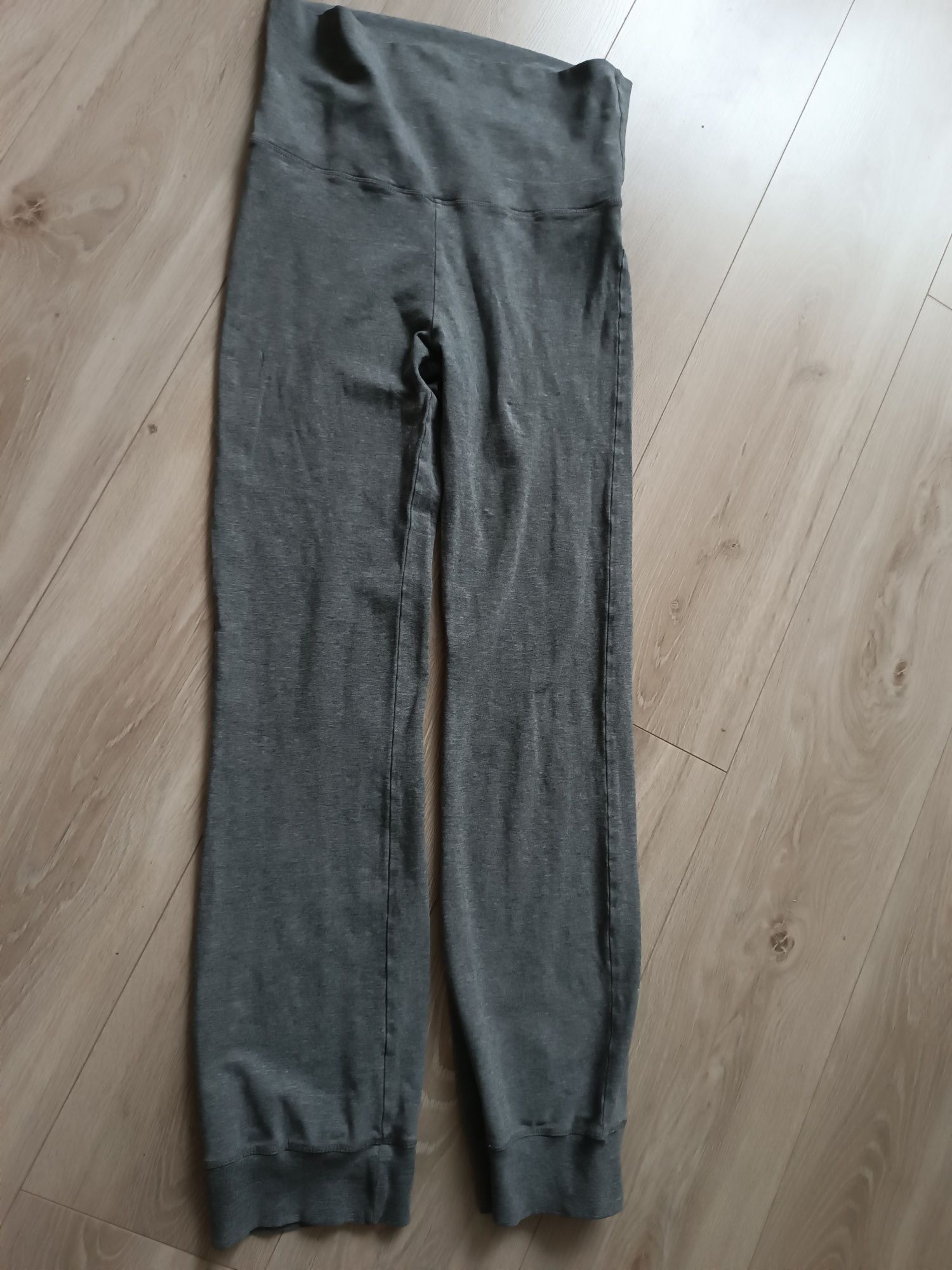 H&M spodnie dresowe damskie 38 M szare bawełniane wyższy stan melanż