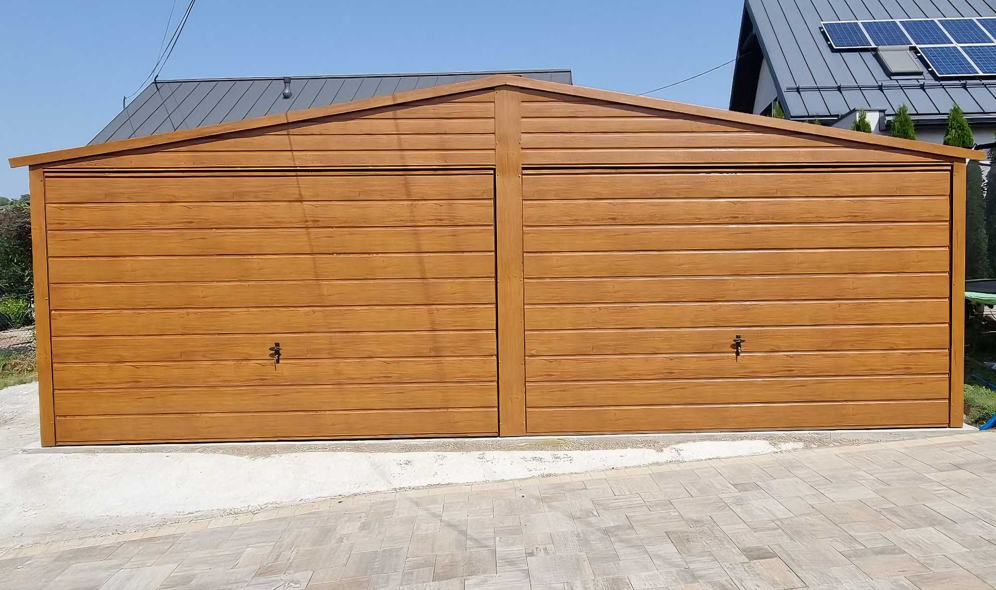 Solidny garaż 7x5 drewnopodobny -panel poziomy-(RÓŻNE WYMIARY)