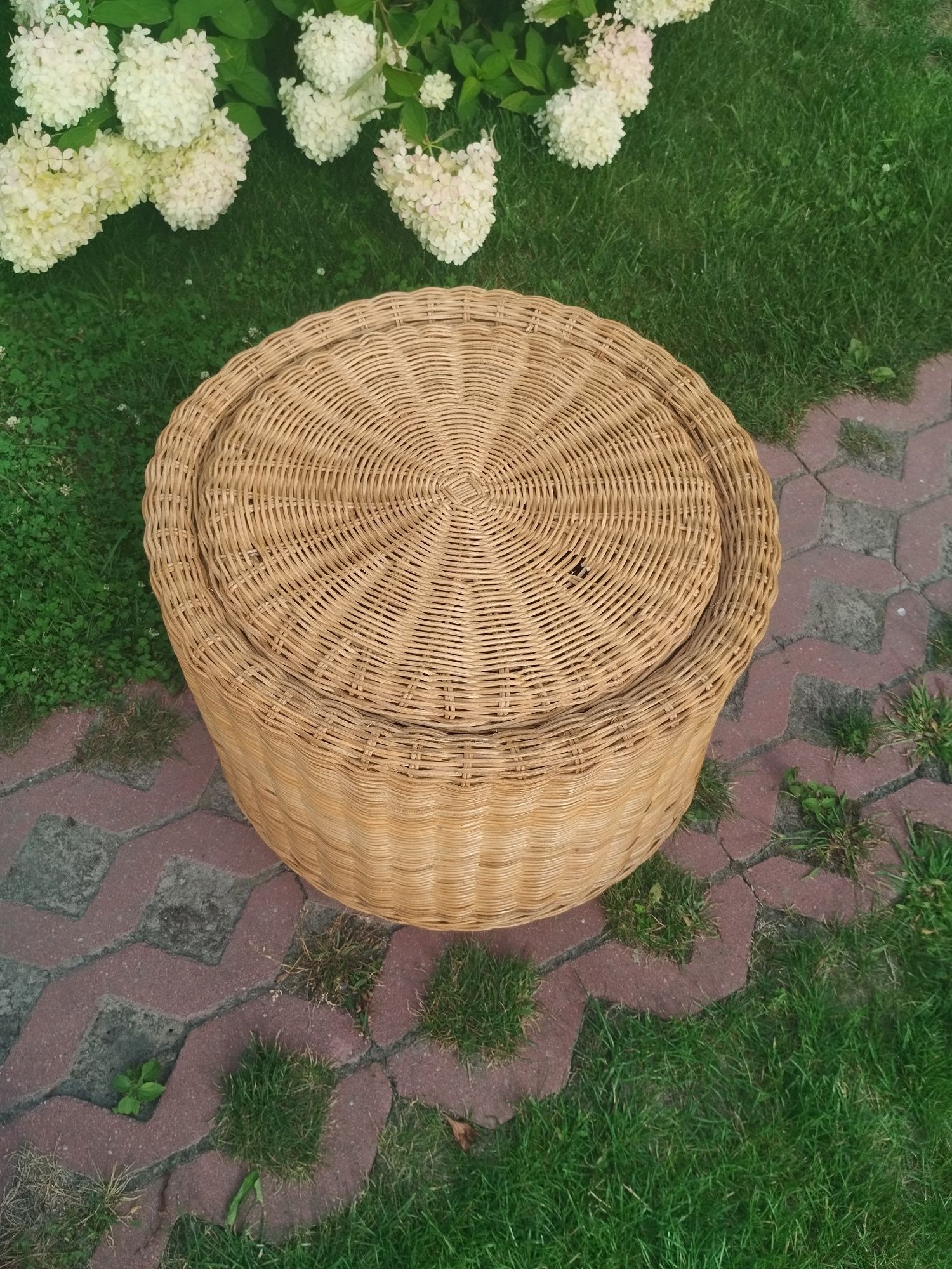 Puf pufa okrągła rattanowa rattan boho podnóżek rattan rattanowy