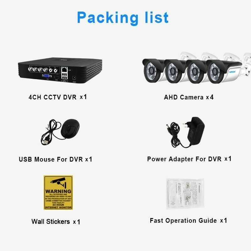 Videovigilancia kit de DVR 4ch  e 4 camaras  de 5Mpx, cabos