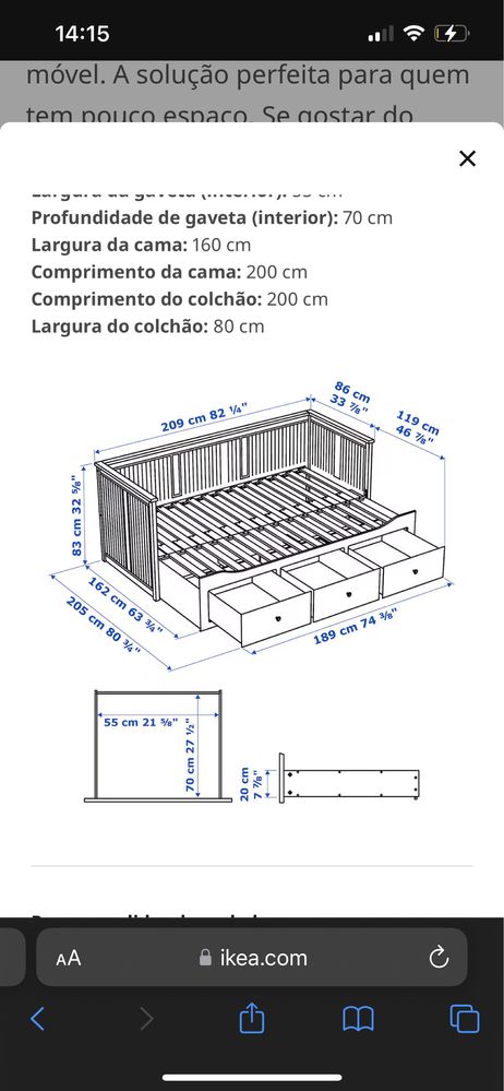 Cama ikea+colchão