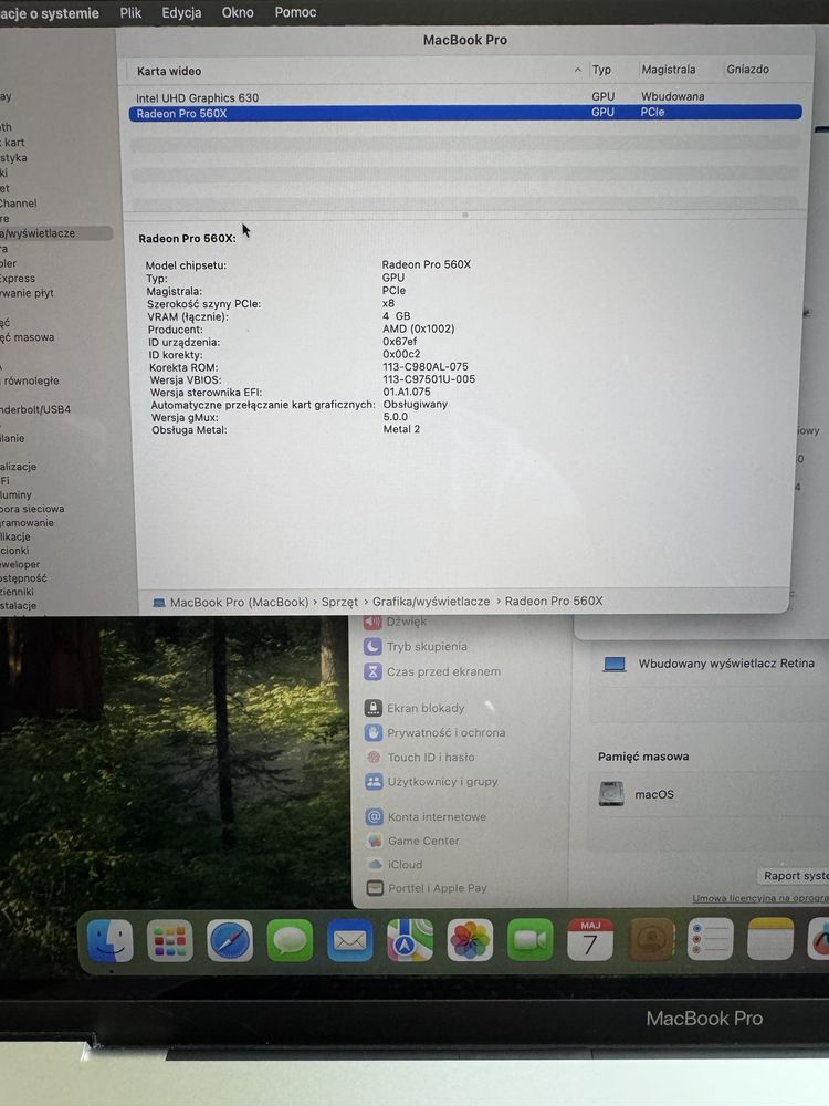 Laptop MacBook Pro 15 i7-8850H/16/512 A1990 Silver 2018 Sequoia