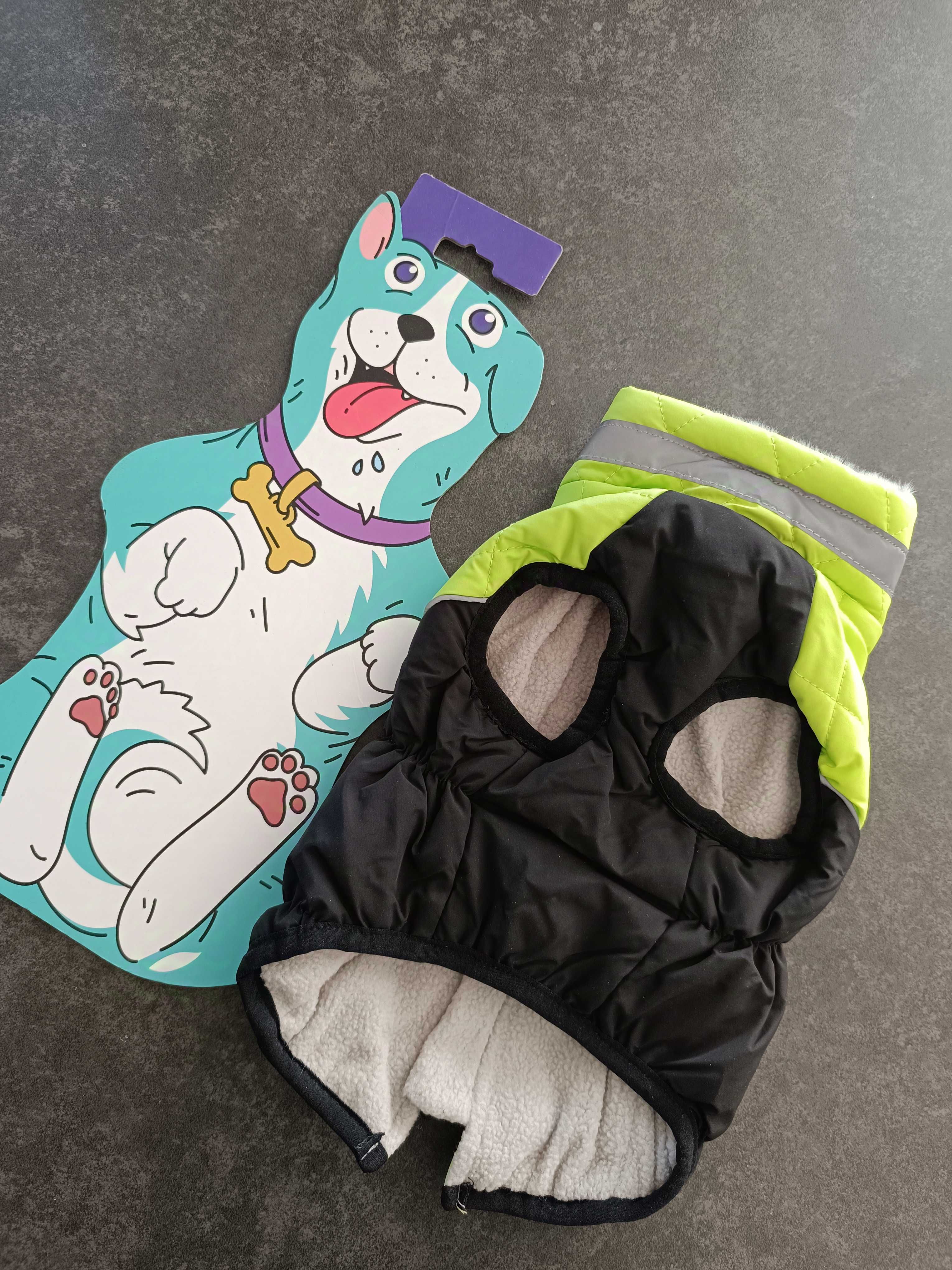 Nowa kurtka dla psa z szelkami zimowa odblaskowa 31cm