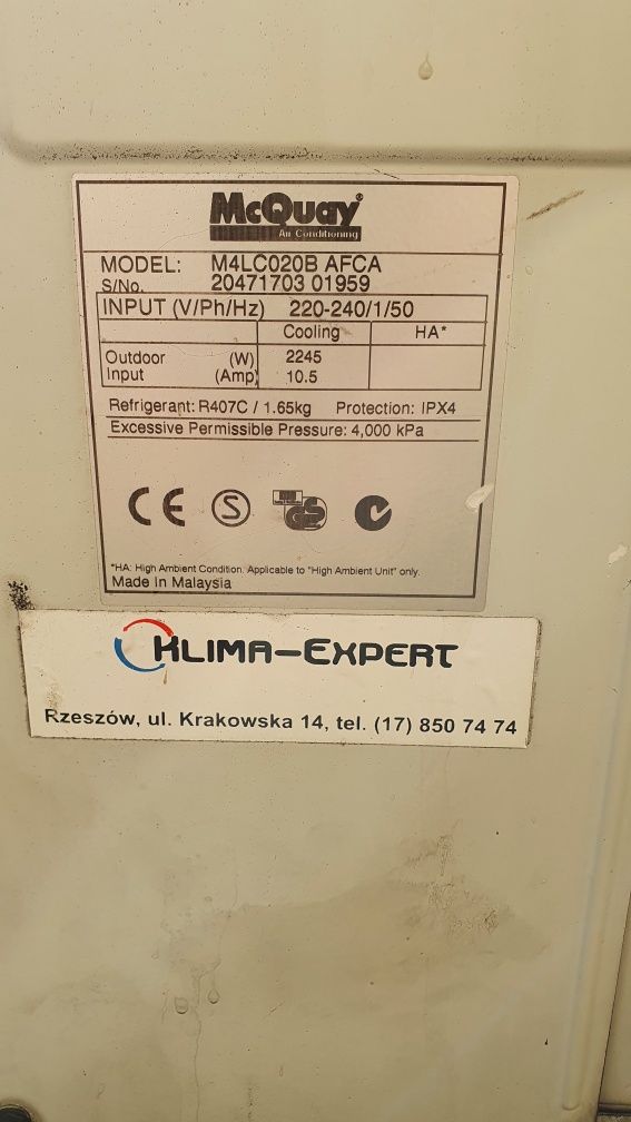 Klimatyzator McQuay 7 kw