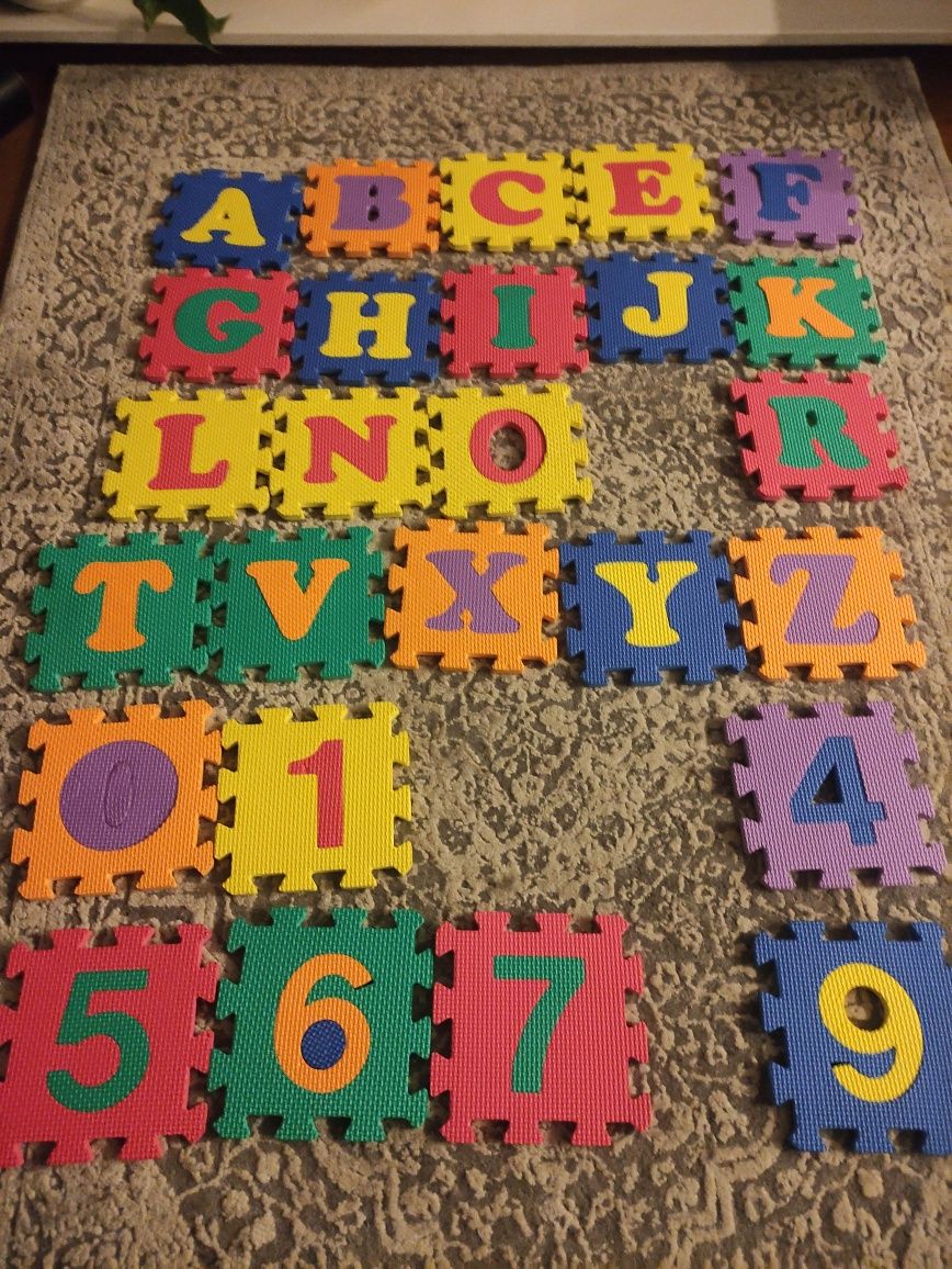 Puzzle piankowe literki i cyferki zestaw 26 sztuk
