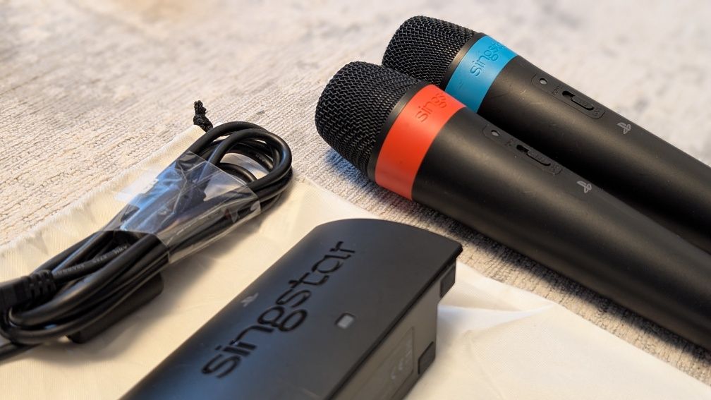 Sprzedam dwa mikrofony Singstar do PlayStation PS3 z adapterem i kable