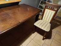 Stół drewniany rozkładany + krzesła