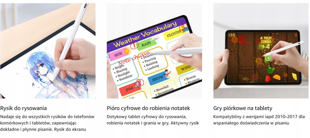 Rysik do Android iOS Uniwersalny Precyzyjny + 3 Końcówki + Rękawiczka