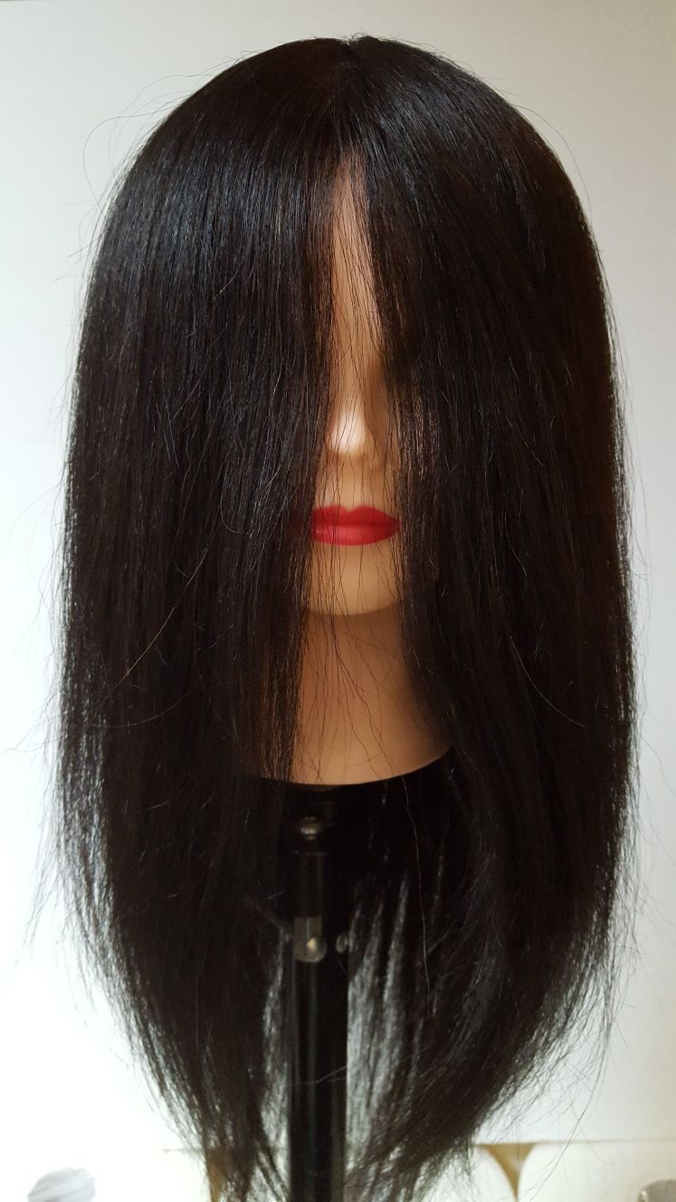 Główka fryzjerska 55 cm włosy 100% natural. Czarne lub Brąz +statyw