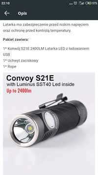 Latarka Convoy S21E 6500K dioda SST40 ładowanie USB-C