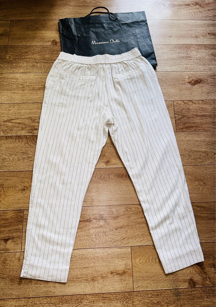 Льняные женские молочные брюки Massimo Dutti!Оригинал!