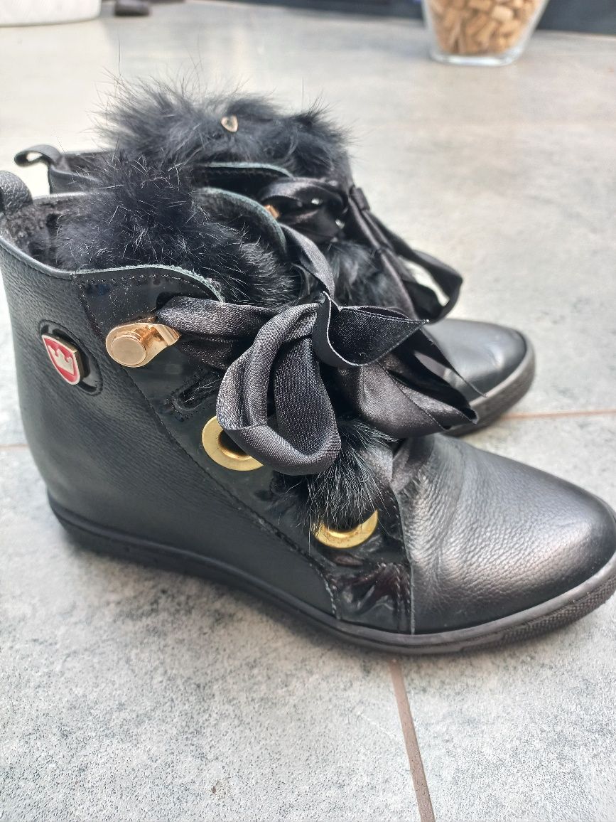 Buty R.Polanśki z futerkiem skórzane eleganckie r.36
