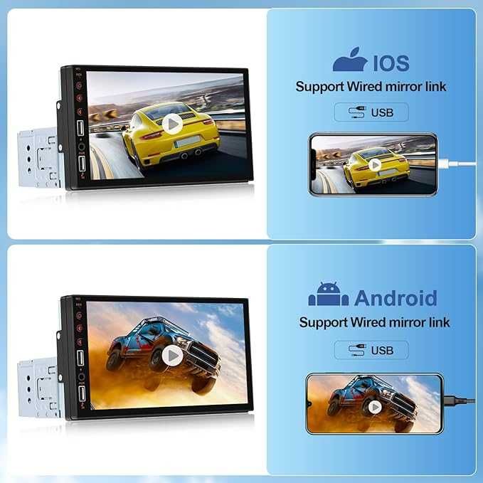 Radio samochodowe uniwersalne 1DIN Android Auto Bluetooth 7 cali ekran