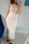 Dzianinowa sukienka bez ramiączek bodycon midi 34/36