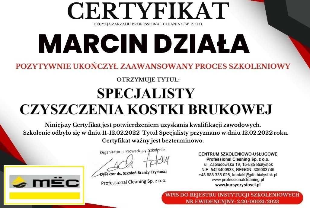 PROMOCJA -10% Mycie i Czyszczenie Kostki Brukowej/Elewacji/Ogrodzeń