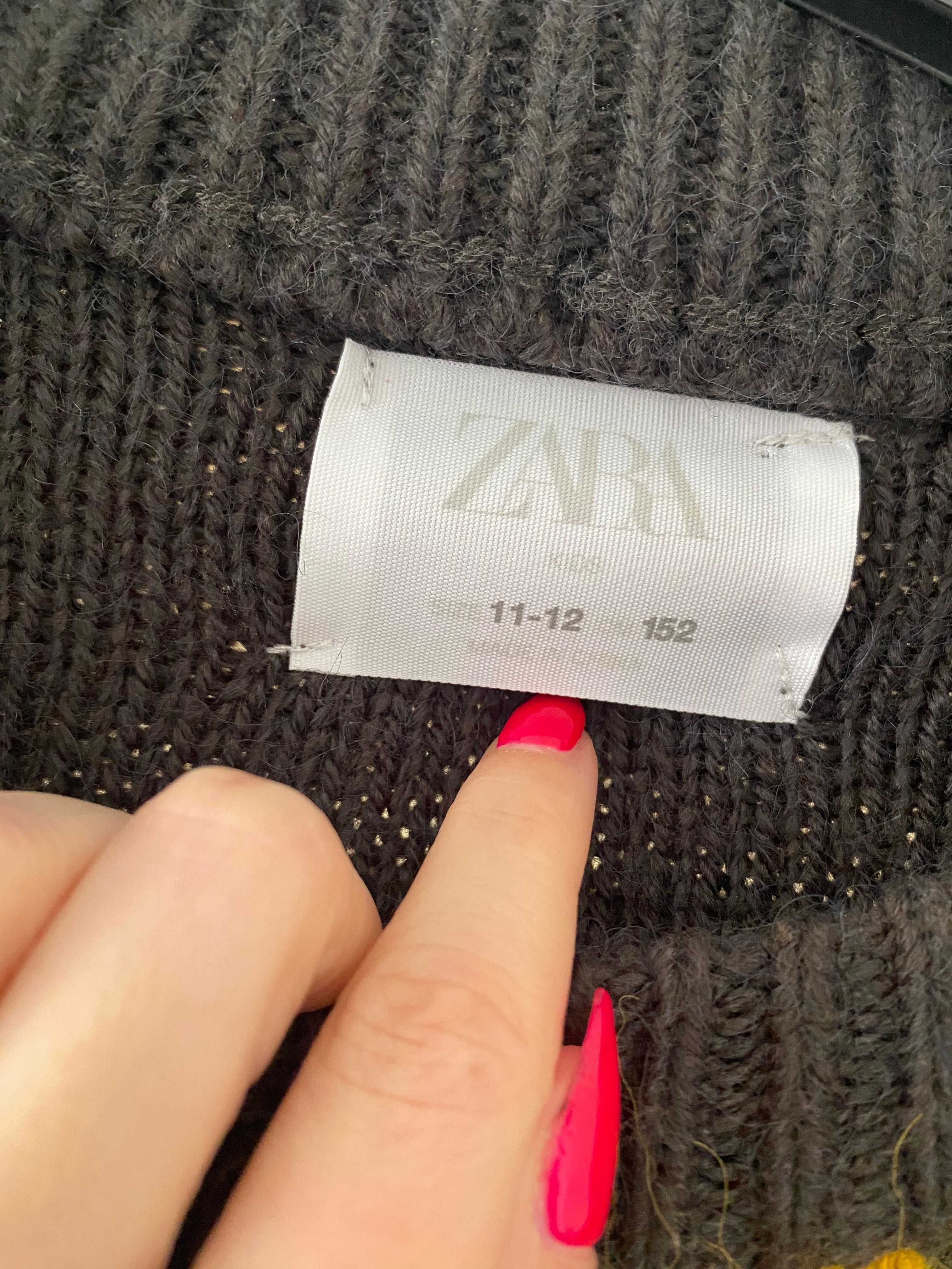 Sweter zara szary czarny wzory aplikacje must have poszukiwany
