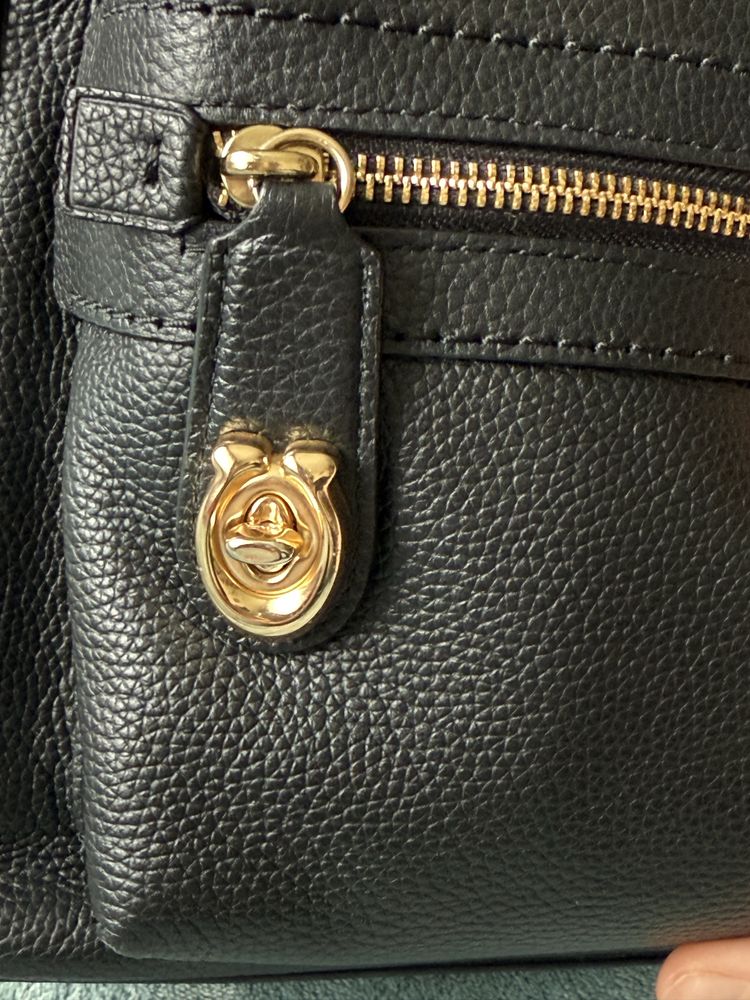 Чорний шкіряний Портфель, рюкзак coach