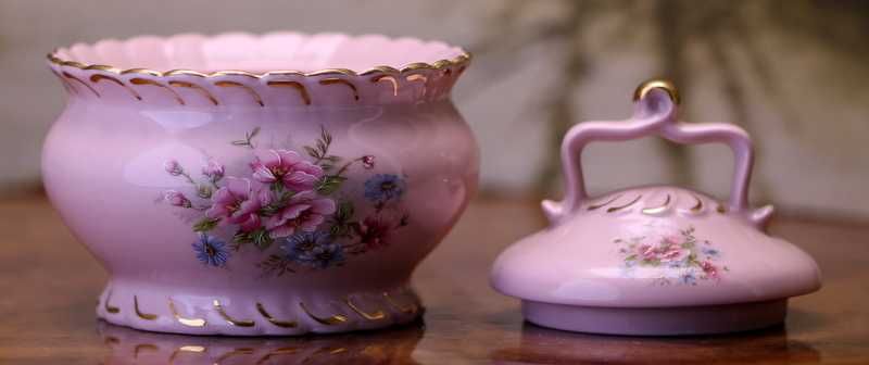 Cukiernica Różowa porcelana JPM Chodov lata 90-te Bohemia Czechy