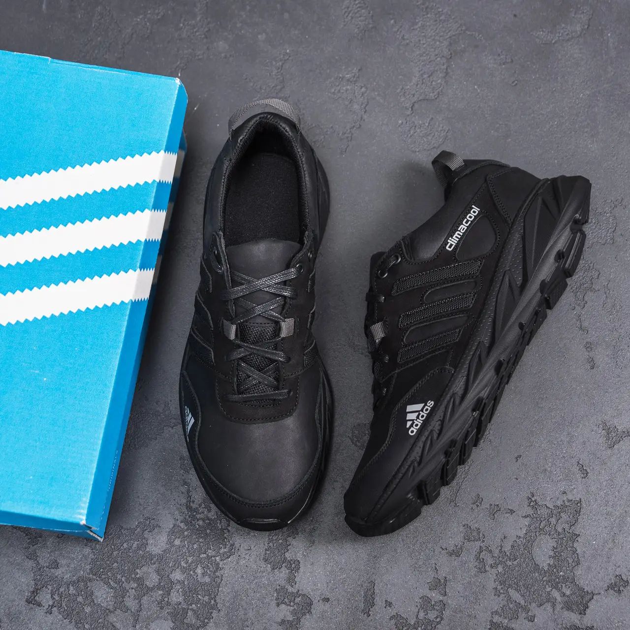 Кроссовки мужские демисезонные Adidas черные весенние, осенние
