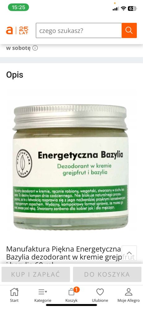 Manufaktura Piękna dezodorant w kremie grejpfrut i bazylia 60 ml