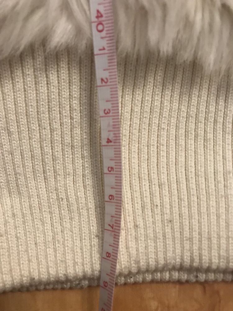 Kamizelka futro (100% akryl) z kapturem H&M, kremowa, rozm XS/S