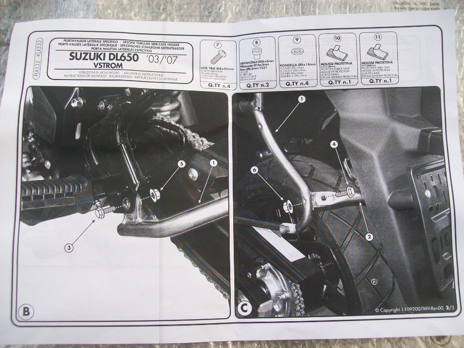 PLX532 DL650 V-Strom (04>11) SUZUKI , GIVI stelaż boczny monokey SIDE