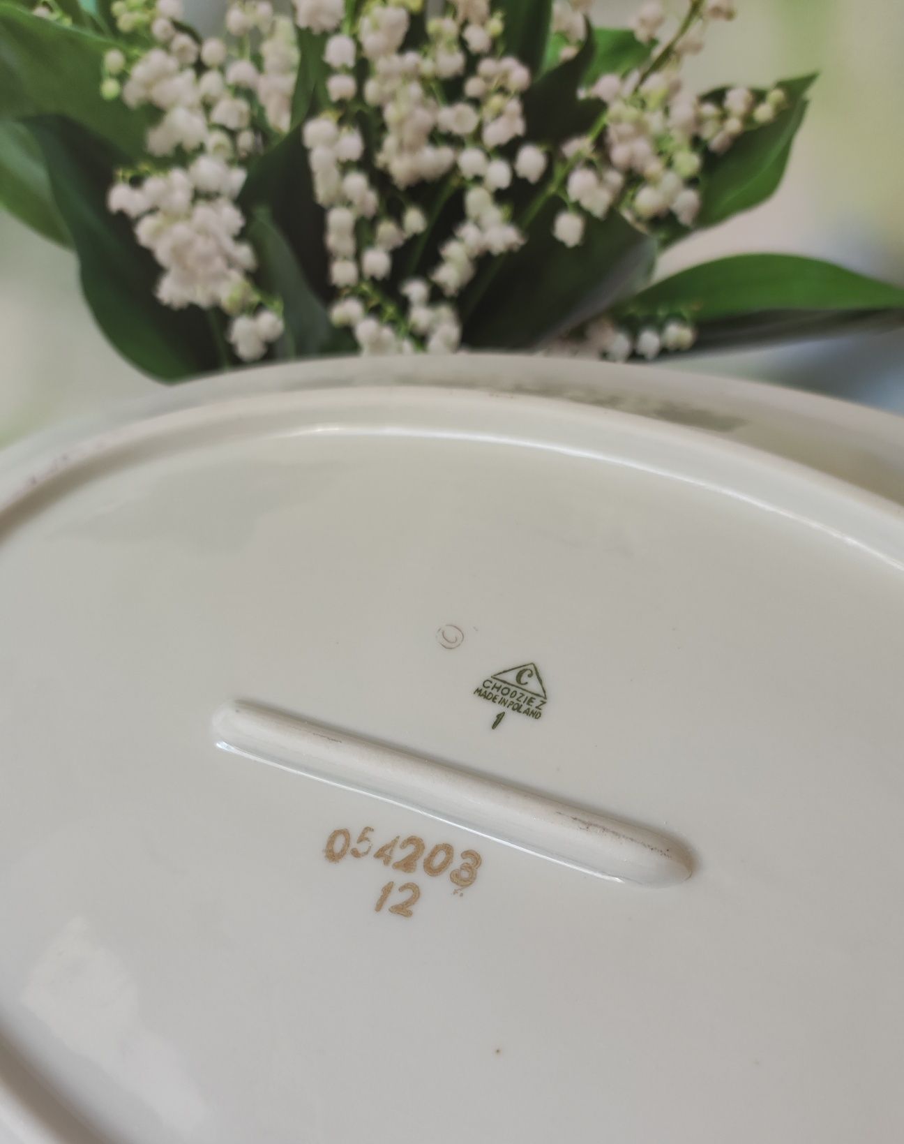 Piękna stara porcelana różą Chodzież półmisek