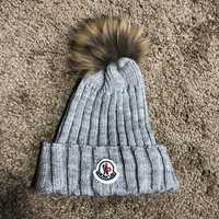 Шапка Moncler Winter Hat Knitted Pompon Gray