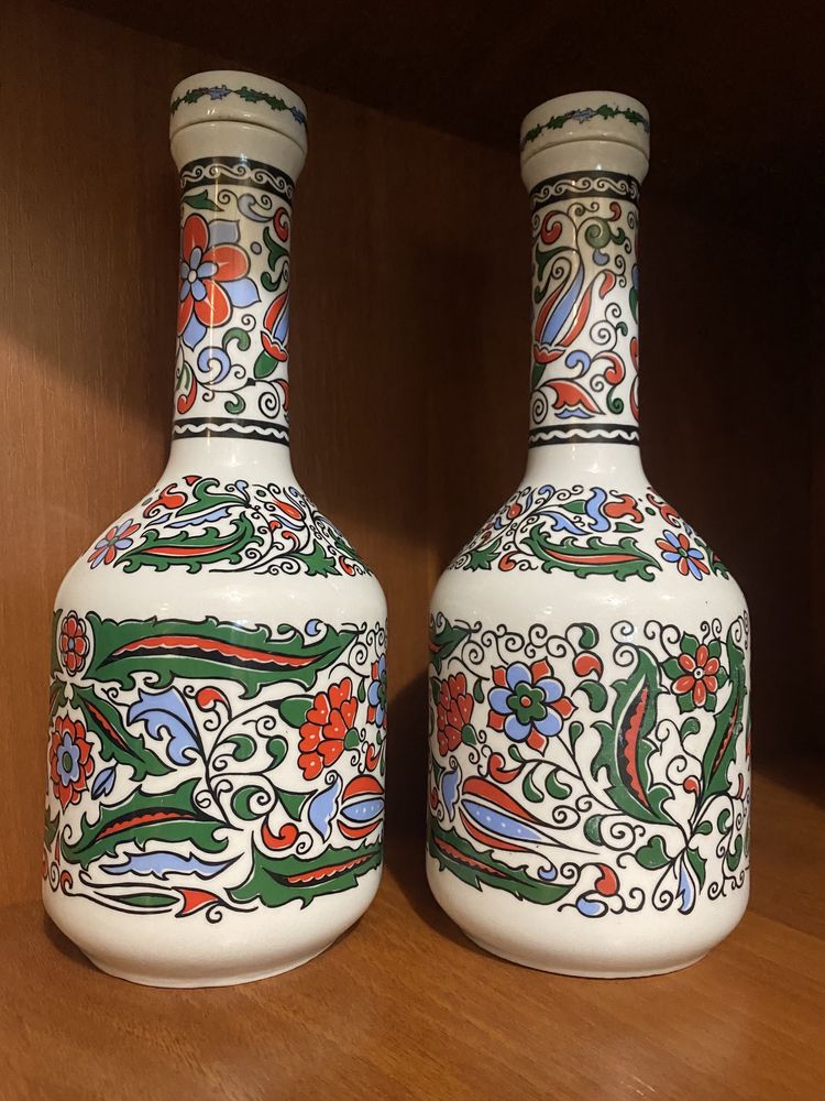 Коллекционная пустая бутылка ручной росписи в греческом стиле