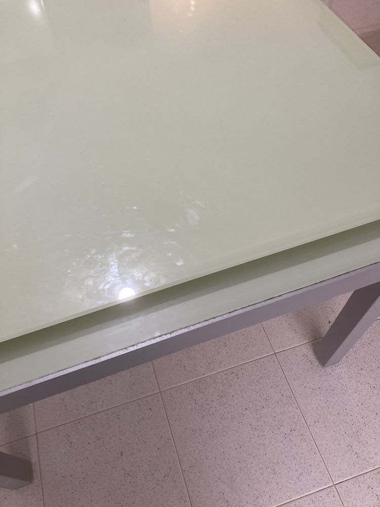 Mesa extensível de vidro pes metalicos