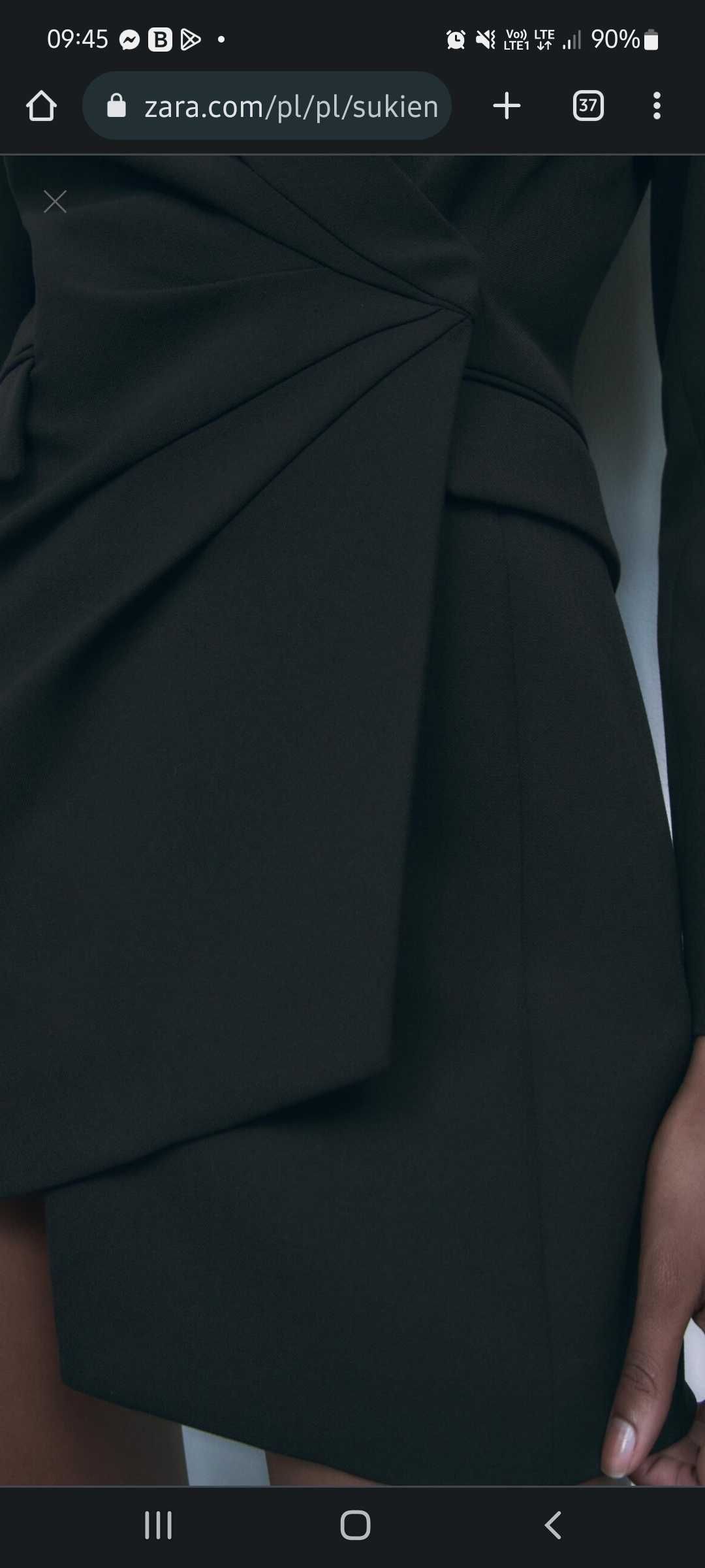 Elegancka sukienka Zara o kroju marynarki z drapowaniem XS 34 nowa