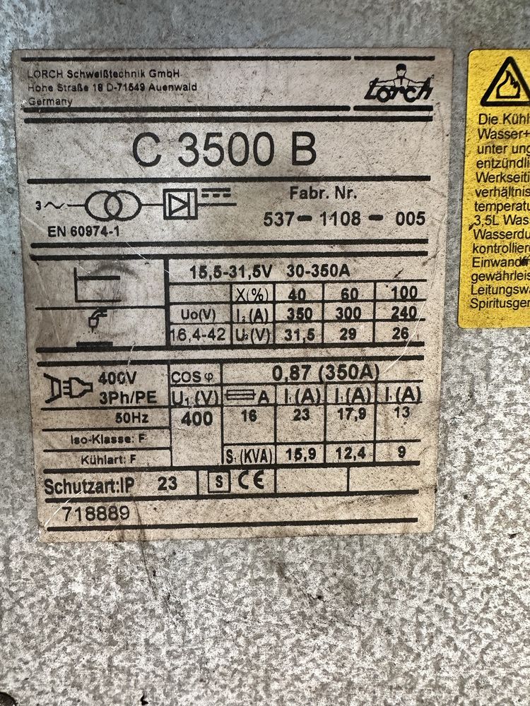 Spawarka Tig Lorch schweibtechnik dialog c3500 do dusego spawania