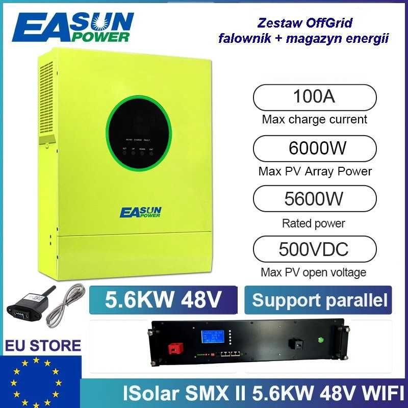 Zestaw falownik EaSun 5,6kW i magazyn energii 48v fotowoltaika offGrid