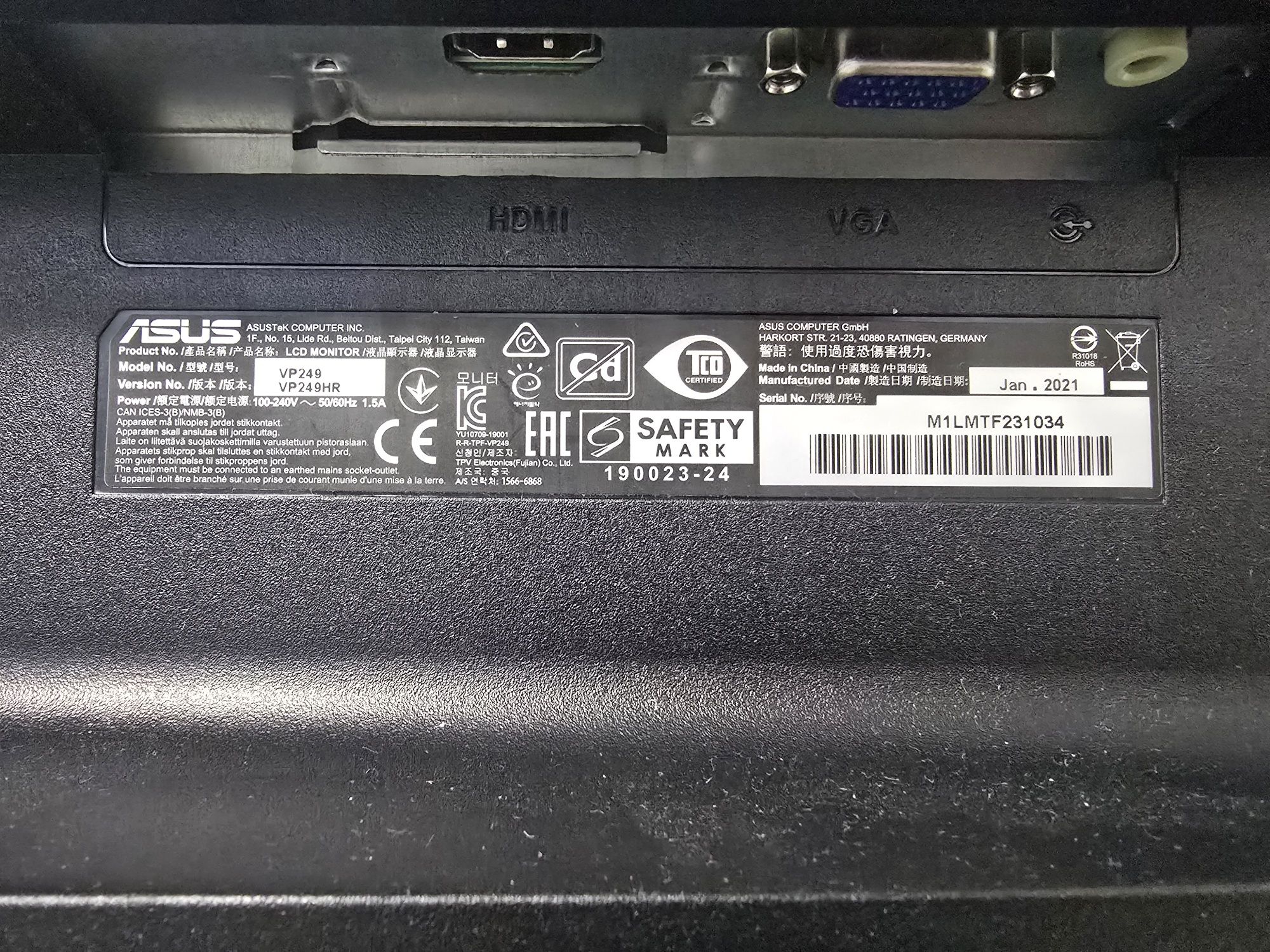 Монитор 24" Full HD IPS Asus VP249HR

VP249HR