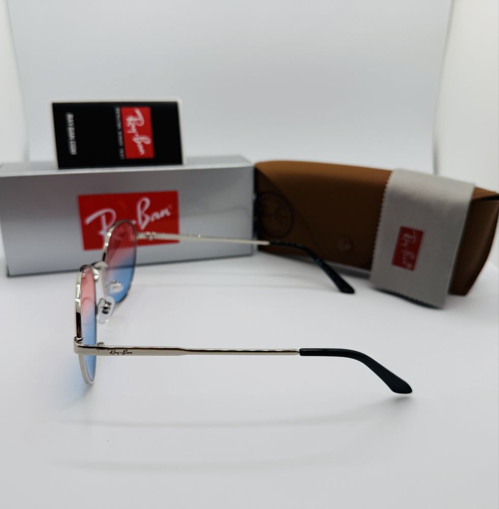 Солнцезащитные очки Ray Ban Round Metal 663 Silver|Rose-Blue Gradient