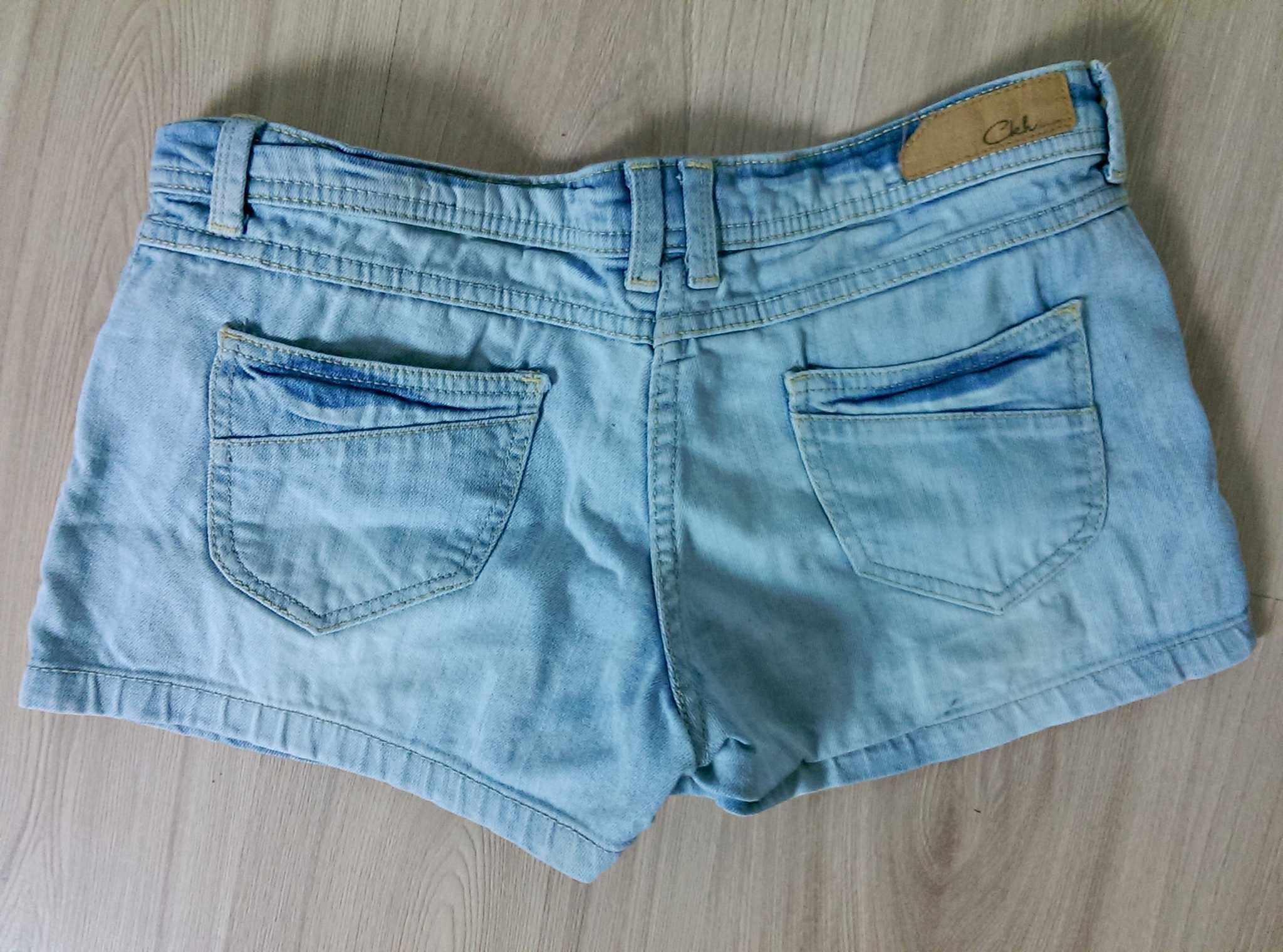 Szorty jeansowe damskie krótkie spodenki jeansy błękitne niebieskie 36
