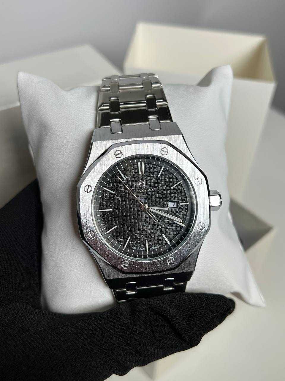 Часы Poedagar Piguet серебряные с черным циферблатом