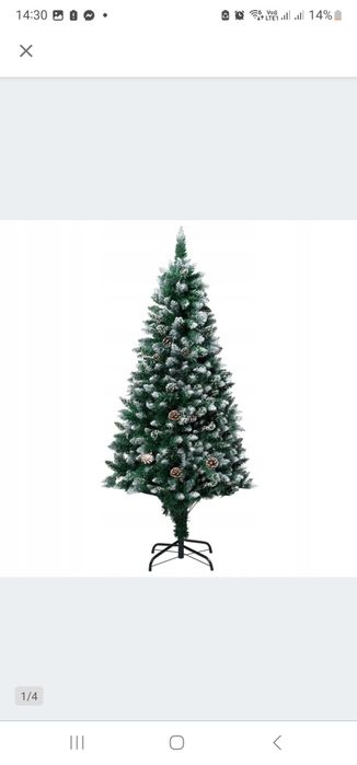 Sztuczna choinka z szyszkami i białym śniegiem, 150 cm