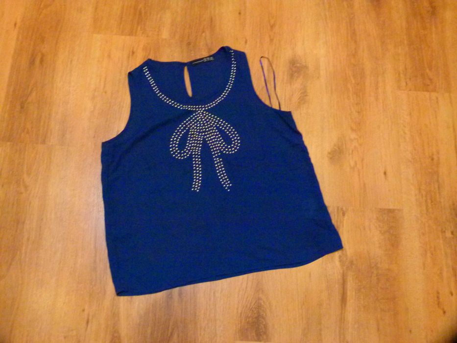 Primark bluzka mgiełka szelki granatowa z ćwiekami rozm 36 S