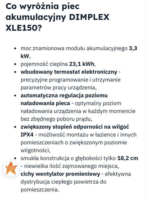 Piec akumulacyjny Dimplex XLE150 3,3kW Jak Nowy