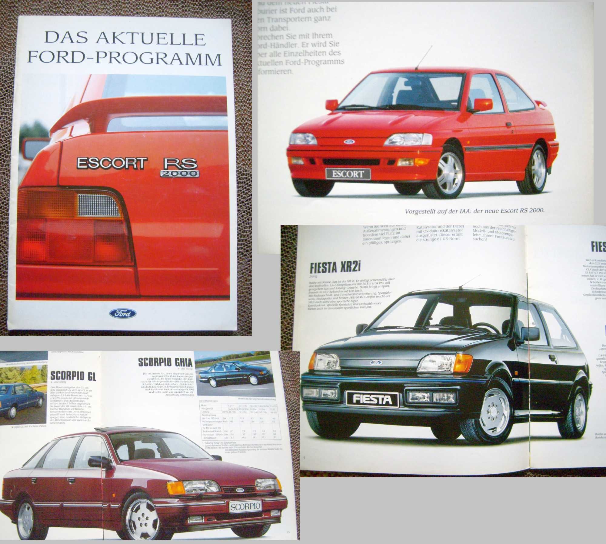 FORD PROGRAMM 1991 / prospekt Sierra Scorpio Escort Fiesta Probe. ..