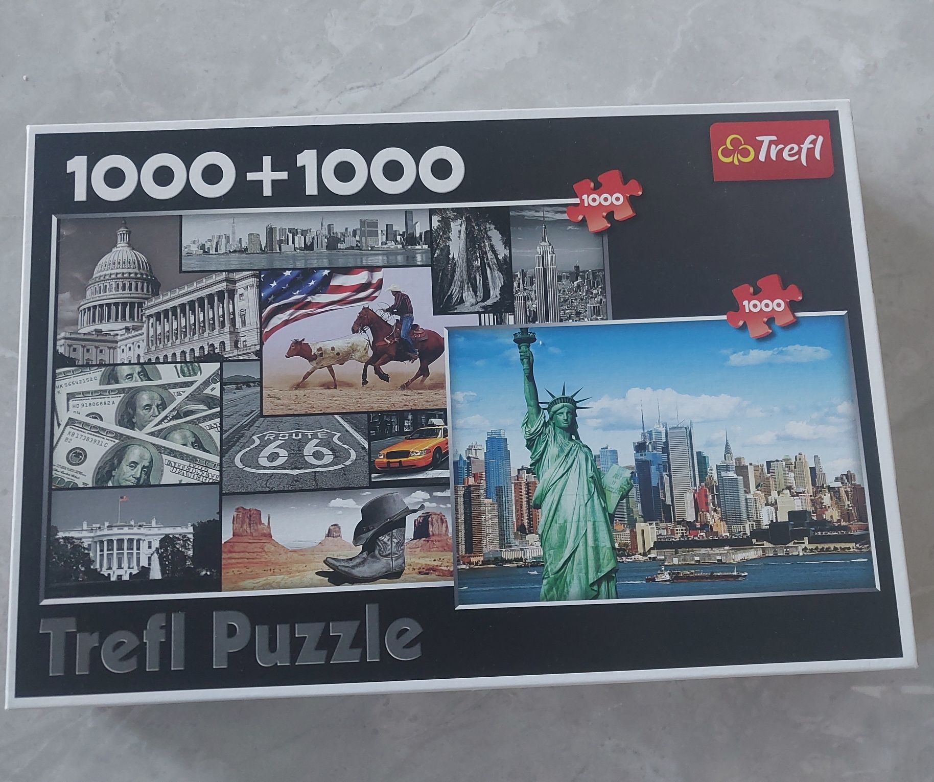 Puzzle 2x1000 Nowy York i statua wolności.