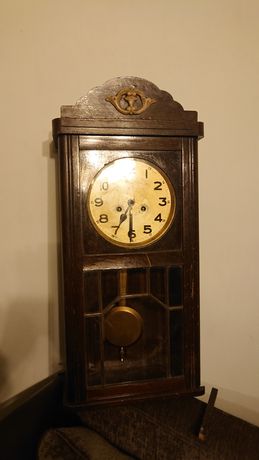 Zegar scienny antyk XIX w. sygnowany