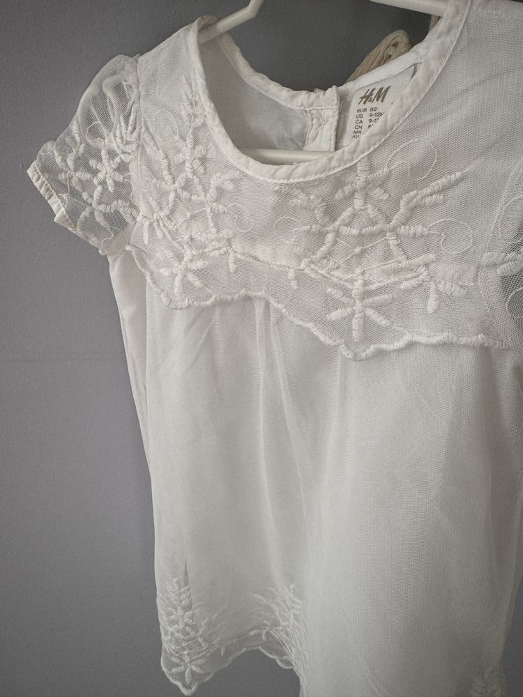 Sukienka biała na chrzest z koronką H&M roz. 80