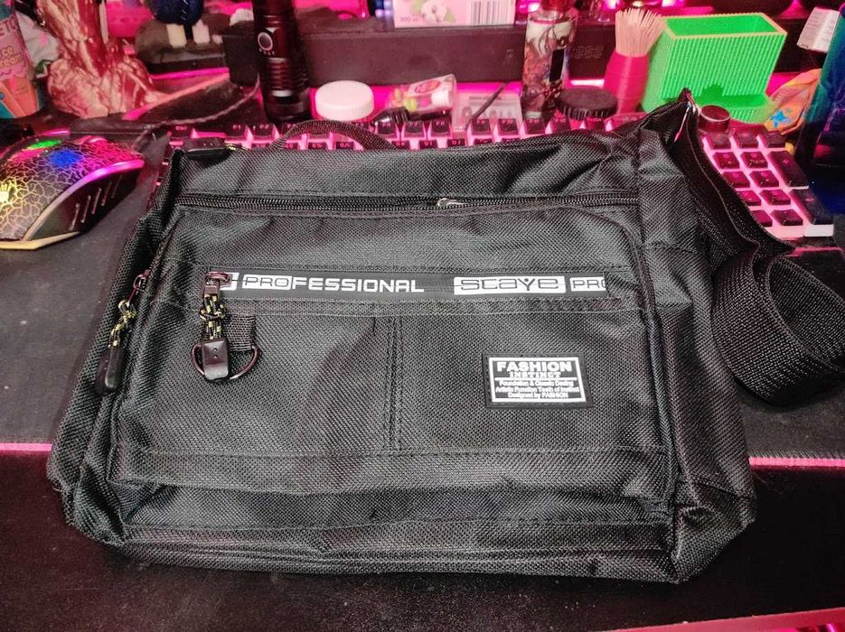 Torba Męska na Ramię, Czarna, Fashion