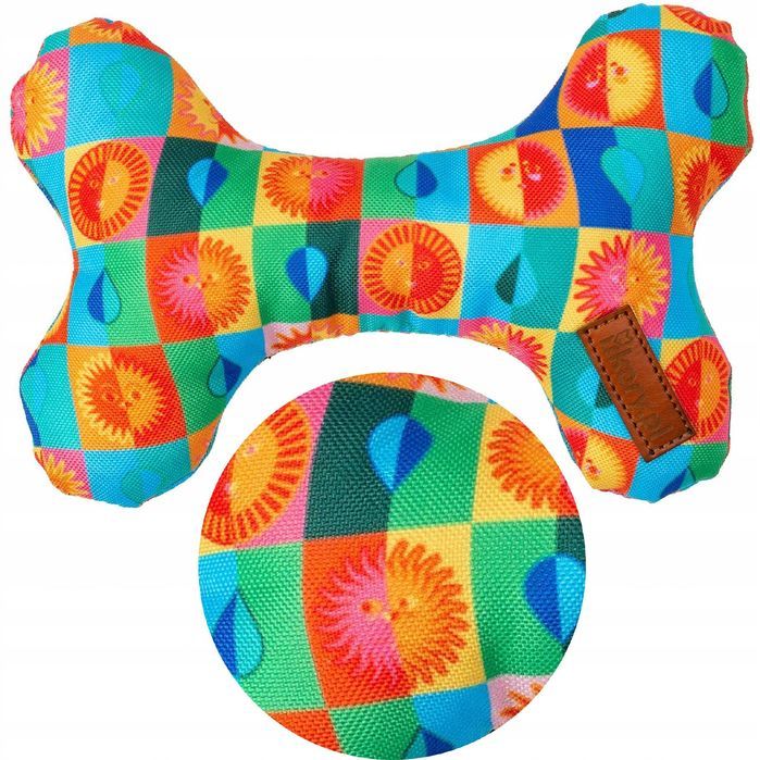 kostka z materiału dla małego psa szczeniaka 12x20 cm żółta we wzorki