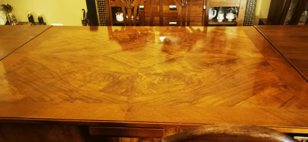 Stół z krzesłami dębowy eklektyczny